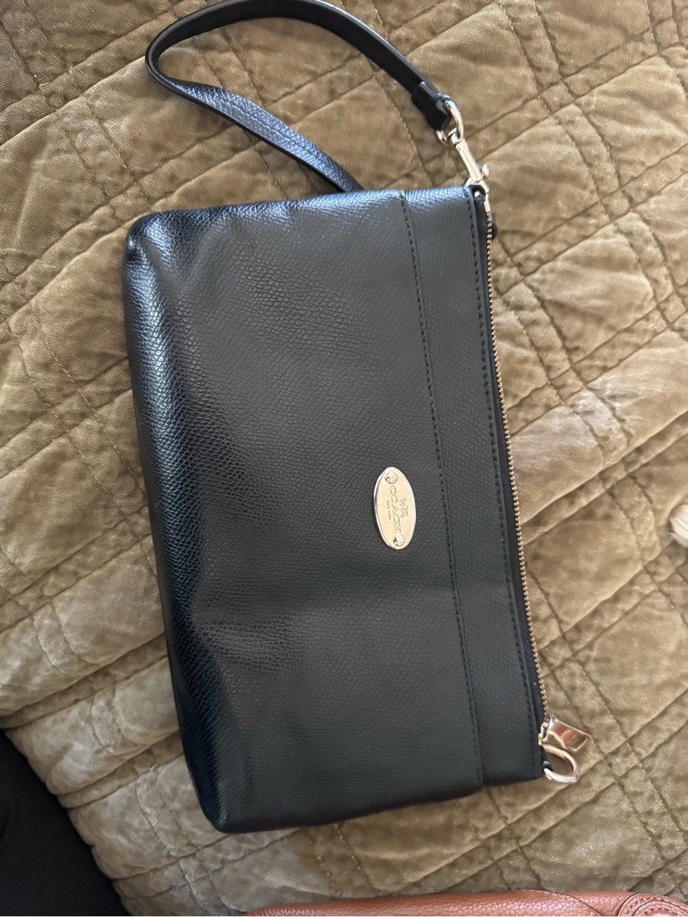Coach Black Leather Wristlet Clutch